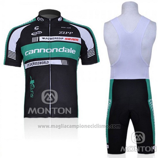 2011 Abbigliamento Ciclismo Cannondale Nero e Vede Militare Manica Corta e Salopette